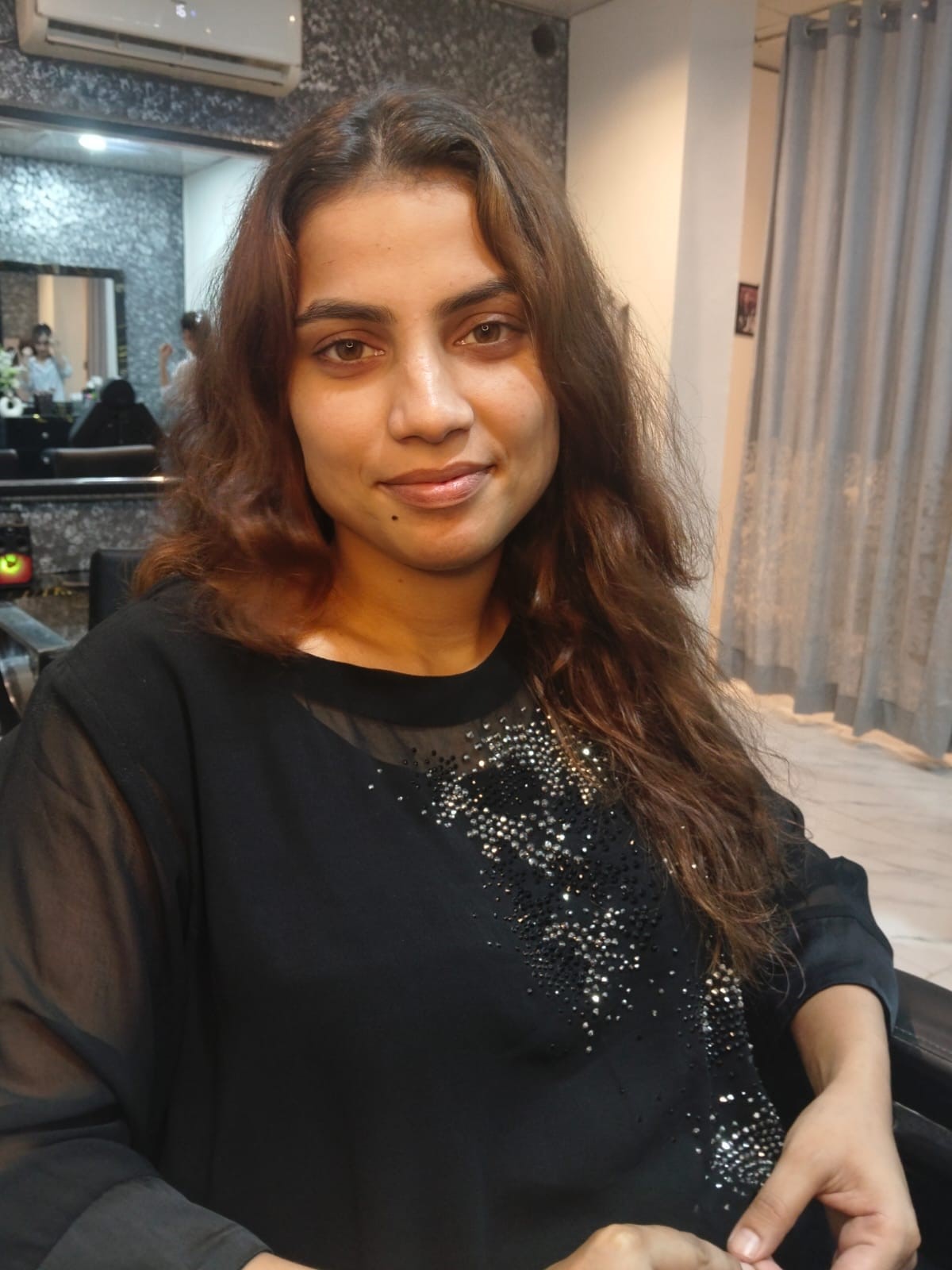 Before makeup and styling at Raheelas Beauty Studio